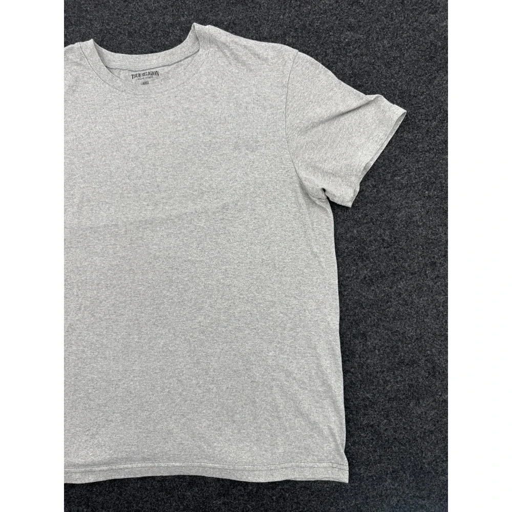True Religion T Shirt‎ Mens Large Heather Gray Cotton Logo Crew Neck Classic